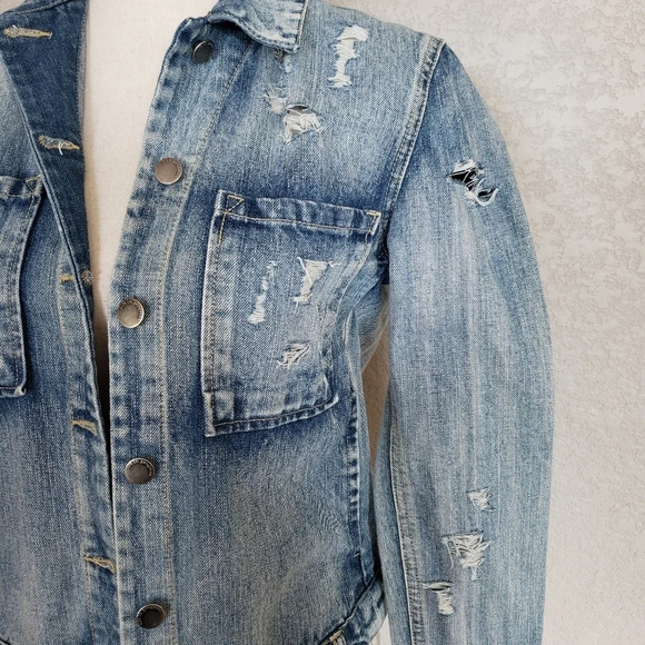 Life in progress distresses jean jacket size xs - Picture 4 of 8